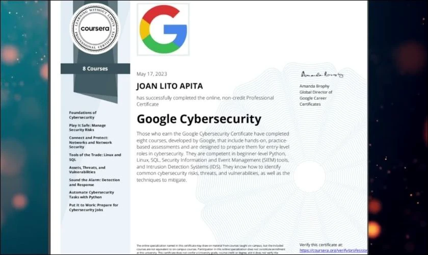 Google Cybersecurity Professional Certificate