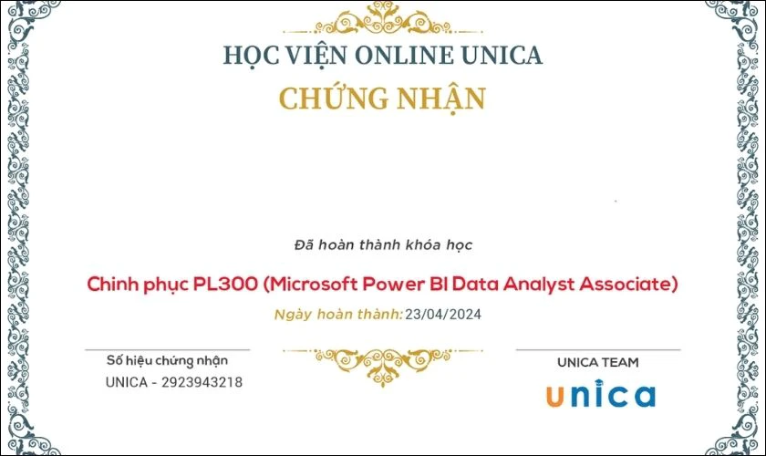 Chứng chỉ Power BI