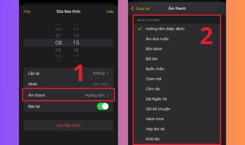 Tuỳ chỉnh Âm báo trong ứng dụng Đồng hồ