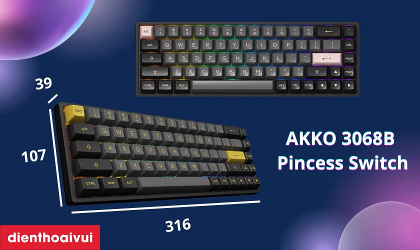 B&agrave;n ph&iacute;m cơ AKKO 3068B Pincess Switch