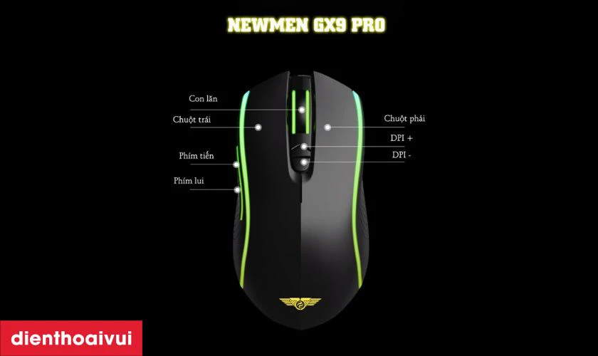 Chuột Gaming c&oacute; d&acirc;y Newmen GX9 Pro với Switch Kailh GM4.0