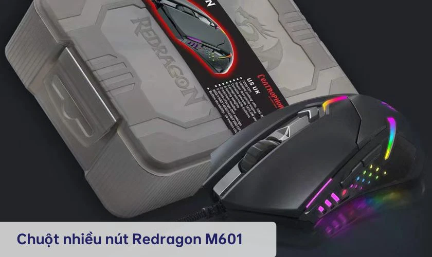 Chuột nhiều n&uacute;t Redragon M601 sở hữu thiết kế hầm hố đậm chất gaming