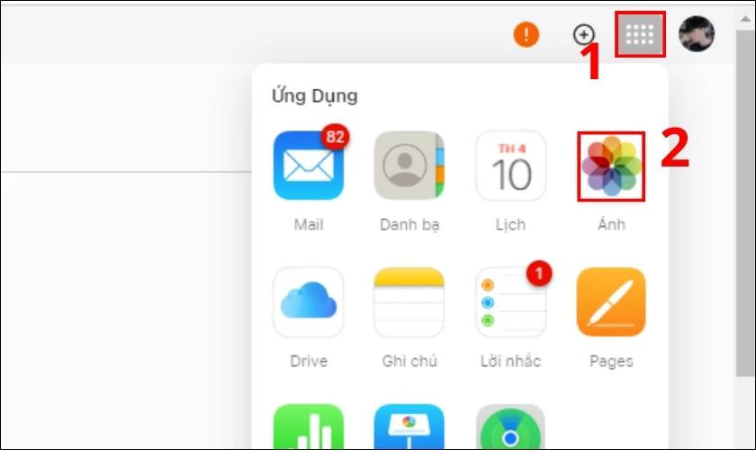 Mở mục Ảnh để chọn h&igrave;nh bạn cần chuyển ảnh l&ecirc;n