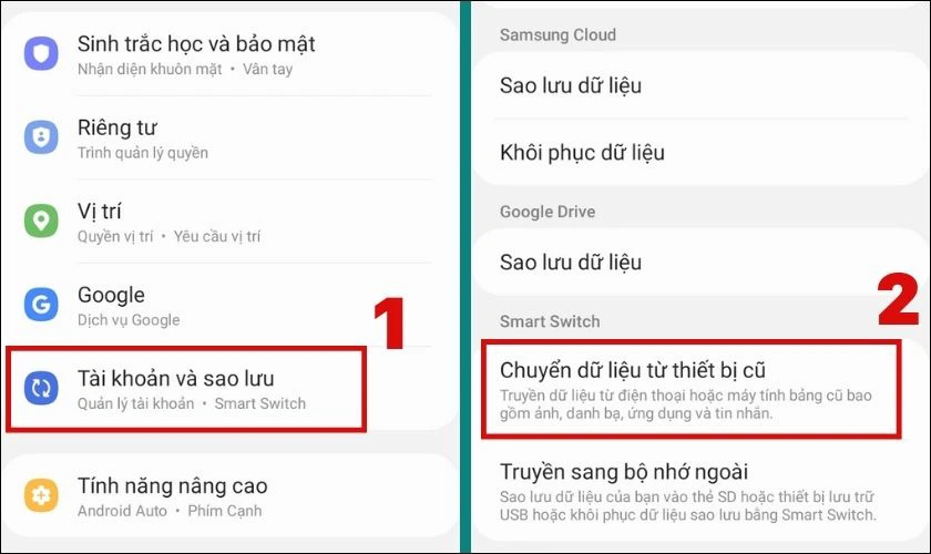 Cách chuyển dữ liệu từ máy Samsung cũ sang Samsung mới không dây