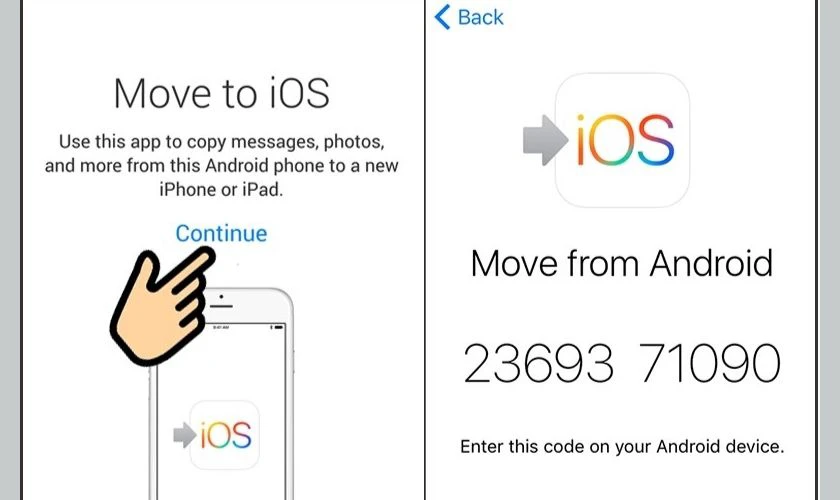 Nhập mã đang hiển thị trên iPhone vào Android