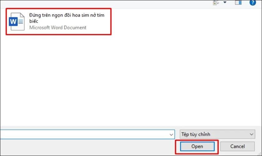 Nhấn Open để mở file v&agrave; chờ để chuyển file