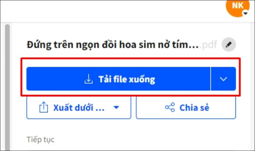 Chọn v&agrave;o mục chuyển đổi từ file PDF sang Excel
