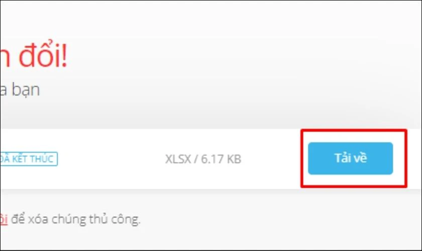 Nhẫn tải về để tải file Excel vừa chuyển từ Word về m&aacute;y