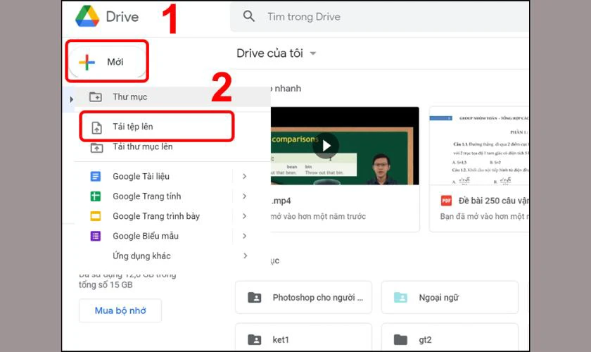 Chuyển file Excel sang PDF online với Google Drive