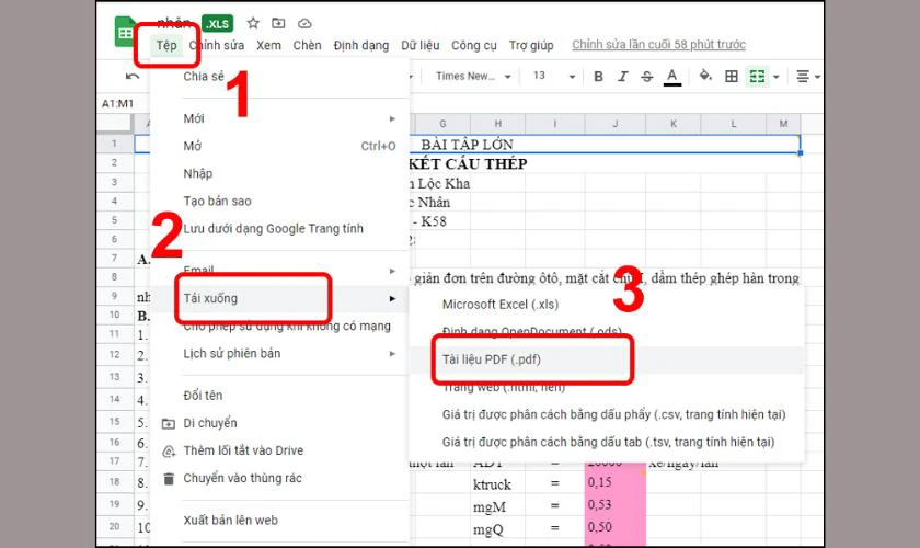 Chọn Tải xuống và chọn định dạng Tài liệu PDF
