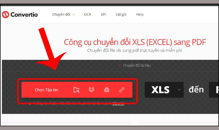 Chuyển file Excel sang PDF online với Convertio
