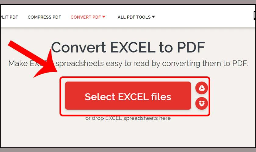 Chuyển file Excel sang PDF online với ilovepdf