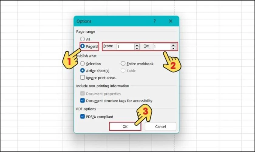Chọn Page, sau đó nhập số trang bạn chọn