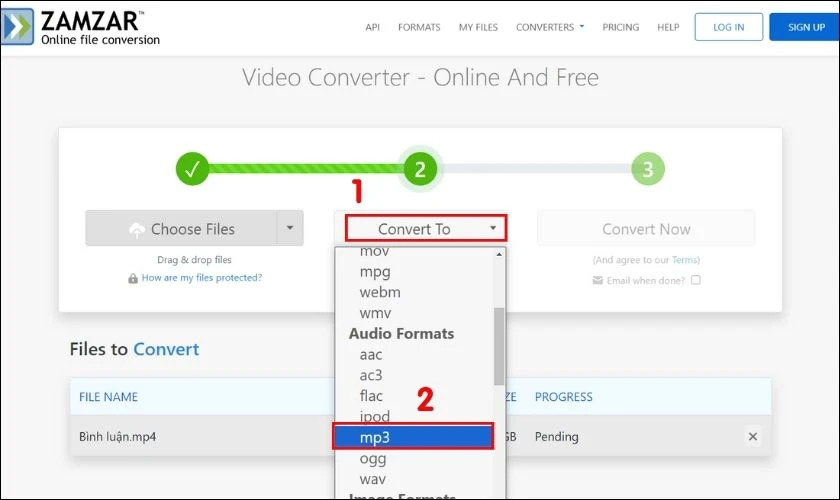 Tại mục Convert To t&igrave;m v&agrave; chọn MP3