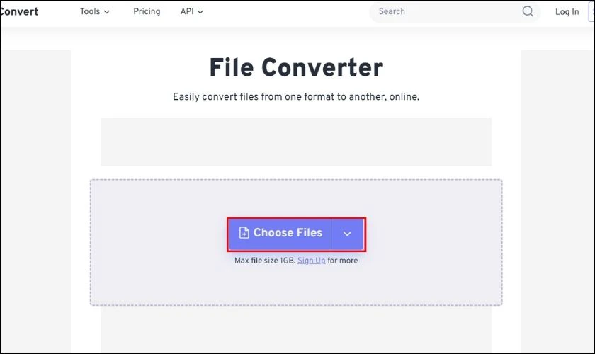 Nhấn v&agrave;o Choose Files để chọn một hoặc nhiều tệp muốn chuyển đổi