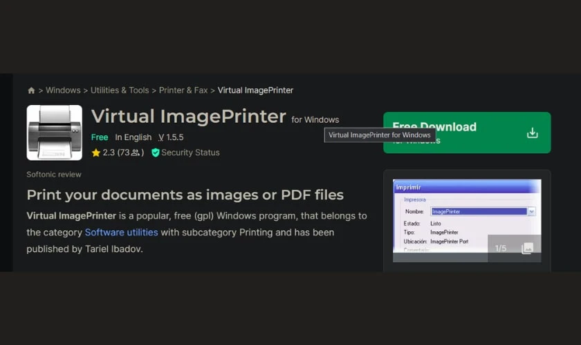 Virtual Image Printer Driver