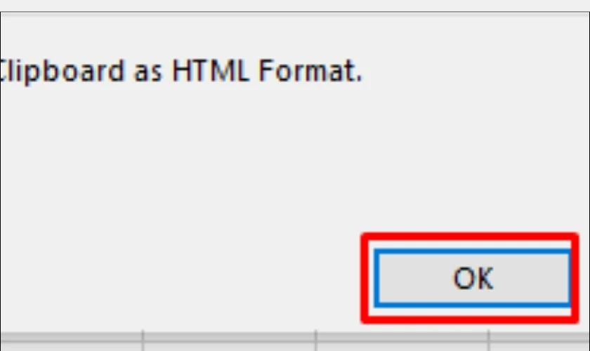 Chọn Ok để ho&agrave;n tất chuyển đổi file Word sang Excel