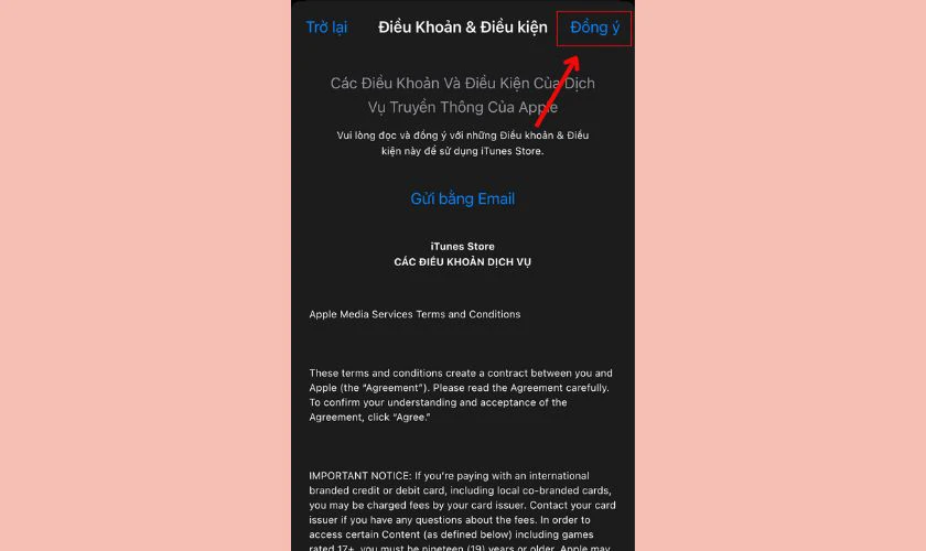 Nhấn Đồng &yacute; để y&ecirc;u cầu chuyển ID Apple từ Việt Nam sang H&agrave;n Quốc