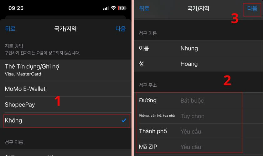 Điền th&ocirc;ng tin để ho&agrave;n tất c&aacute;ch chuyển ID Apple từ H&agrave;n Quốc sang Việt Nam
