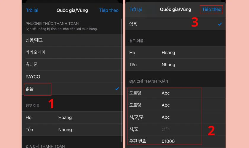 Chọn phương thức thanh to&aacute;n v&agrave; nhập c&aacute;c từ kh&oacute;a theo y&ecirc;u cầu