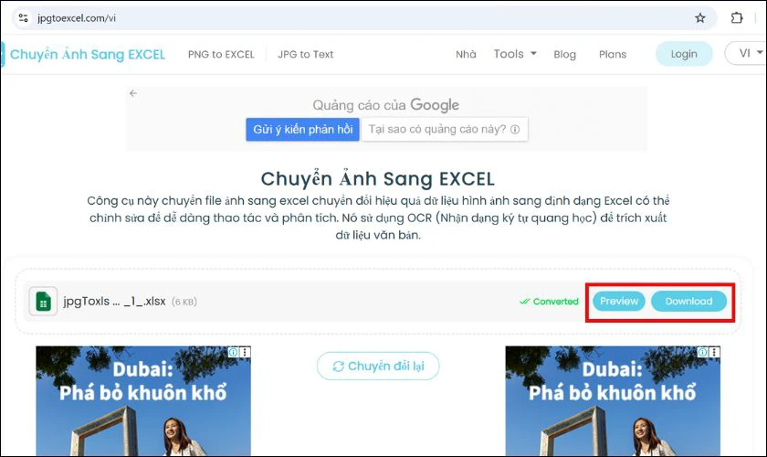 Chọn v&agrave;o Tải xuống để tải file về m&aacute;y