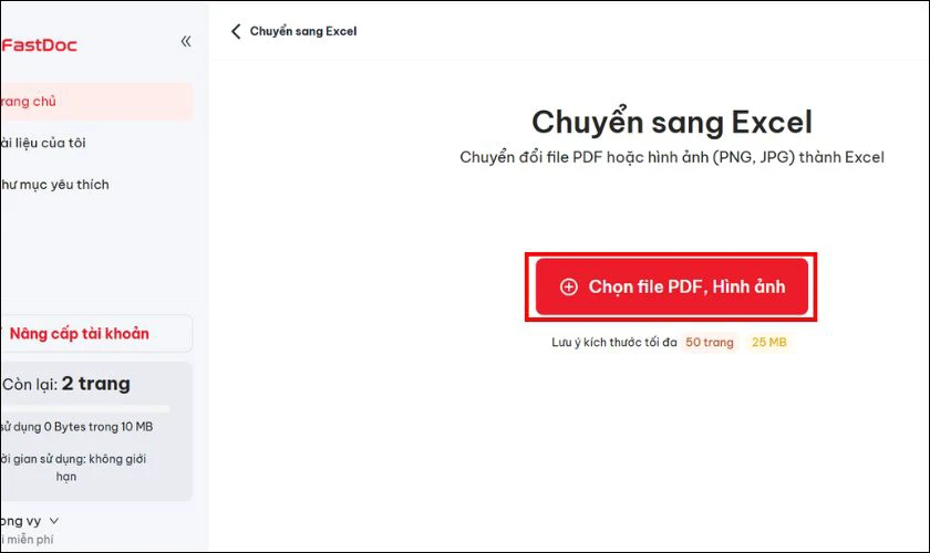 Nhấp v&agrave;o mục Chọn file PDF h&igrave;nh ảnh