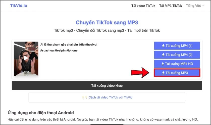 Chọn tải MP3 về máy