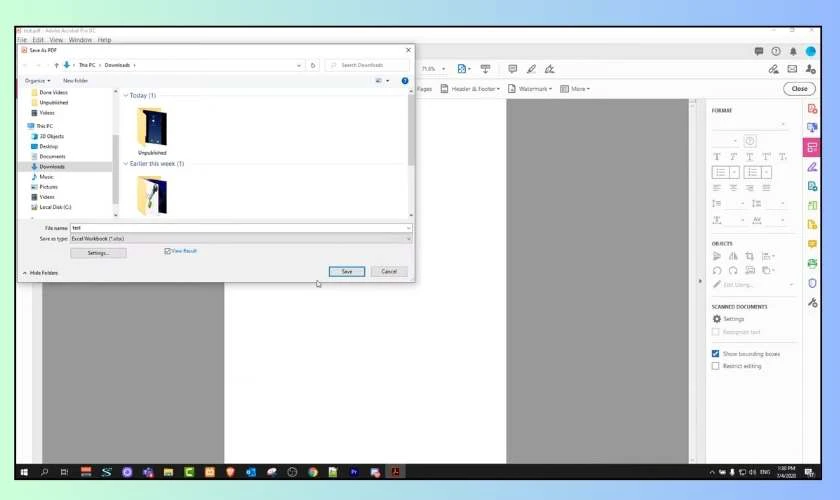 Chuyển PDF sang Excel bằng Acrobat nhanh