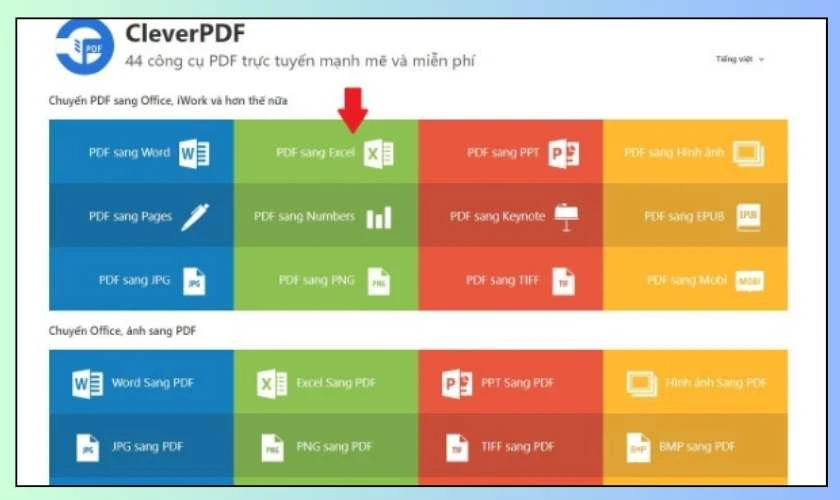 Chuyển PDF sang Excel bằng CleverPDF