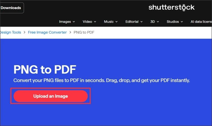 Chuyển PNG sang PDF miễn phí qua Shutterstock