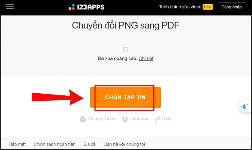 Chuyển đổi file PNG sang PDF với PDF.io