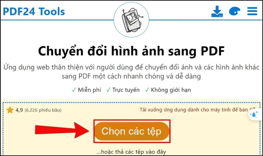 Cách chuyển từ PNG sang PDF miễn phí với PDF24 Tools