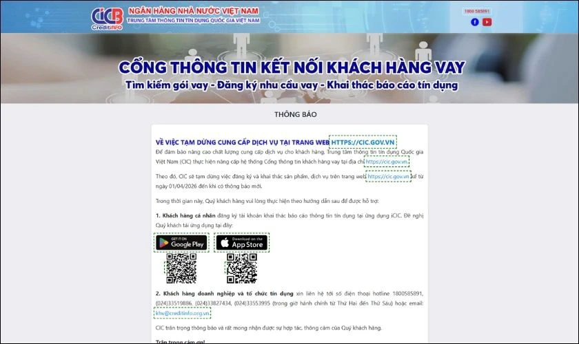 Xác minh thông tin cá nhân trên trang web của CIC