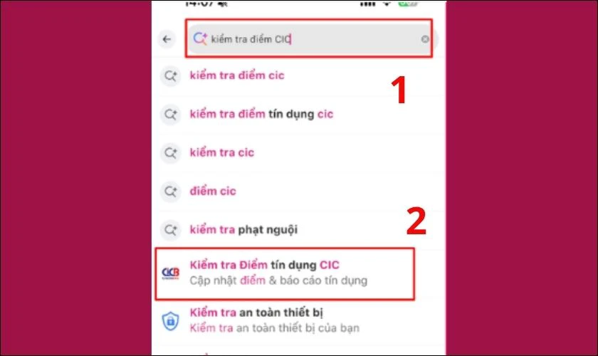 Kiểm tra CIC trên MoMo