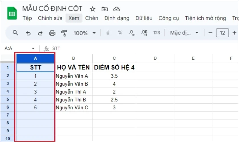 Một số lưu &yacute; bạn n&ecirc;n biết khi cố định cột
