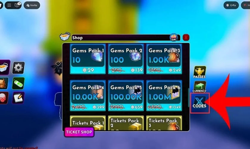 Chọn M&atilde; qu&agrave; tặng hoặc Codes