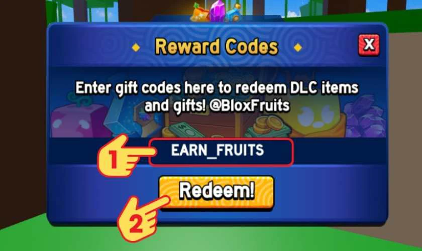 Nhập mã và nhấn nút Redeem để xác nhận