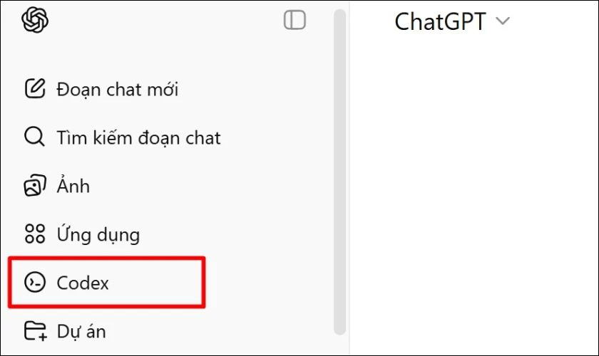Truy cập vào giao diện Codex