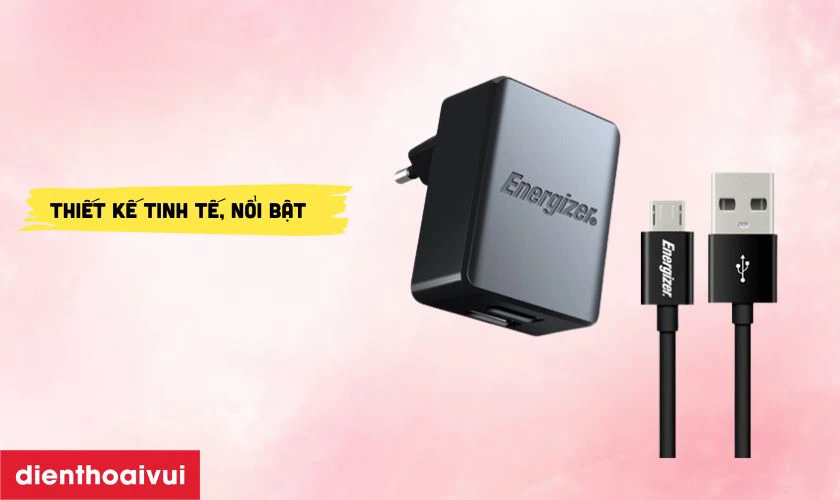 Đặc điểm của combo sạc 2 cổng 17W Energizer k&egrave;m c&aacute;p Micro-USB
