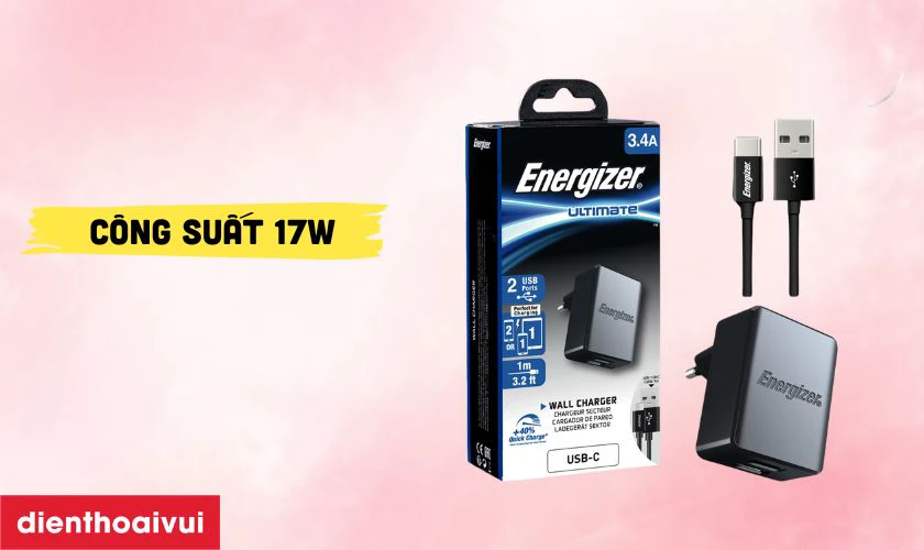Tốc độ sạc nhanh với c&ocirc;ng suất 17W