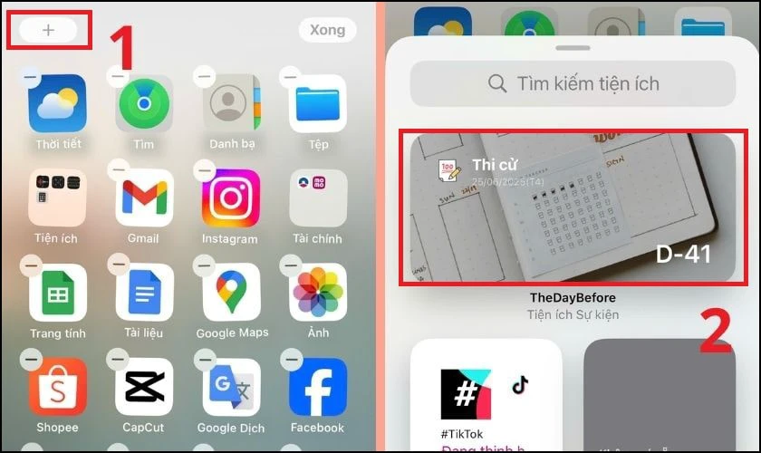 Thi cử bạn vừa tạo trong ứng dụng