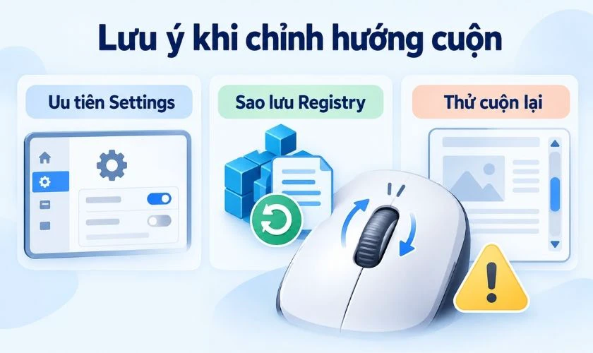Lưu ý khi chỉnh hướng cuộn chuột