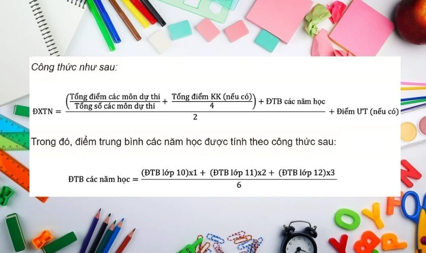 Công thức tính điểm tốt nghiệp THPT 2026 đơn giản