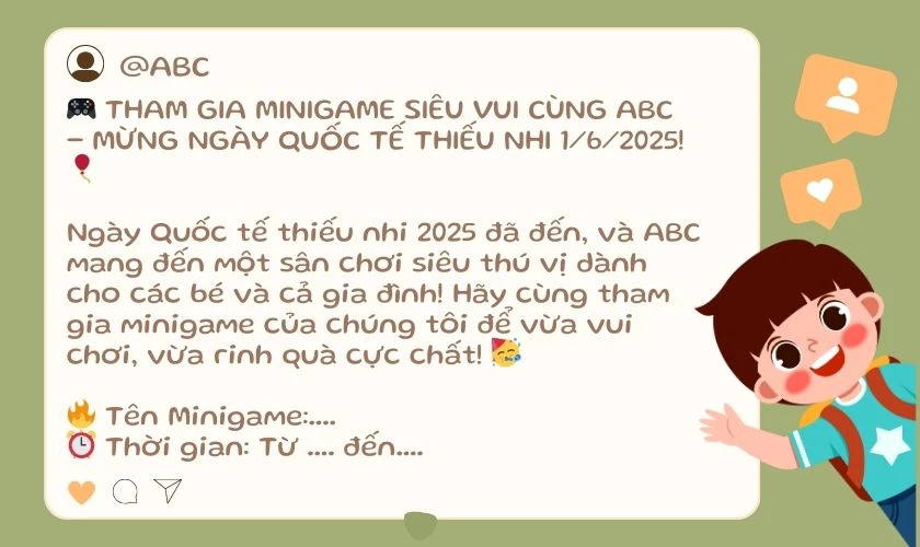 Content tổ chức Minigame ngày Quốc tế Thiếu nhi