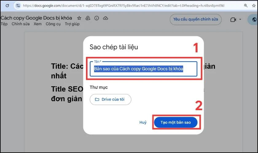 Tạo t&ecirc;n bản sao