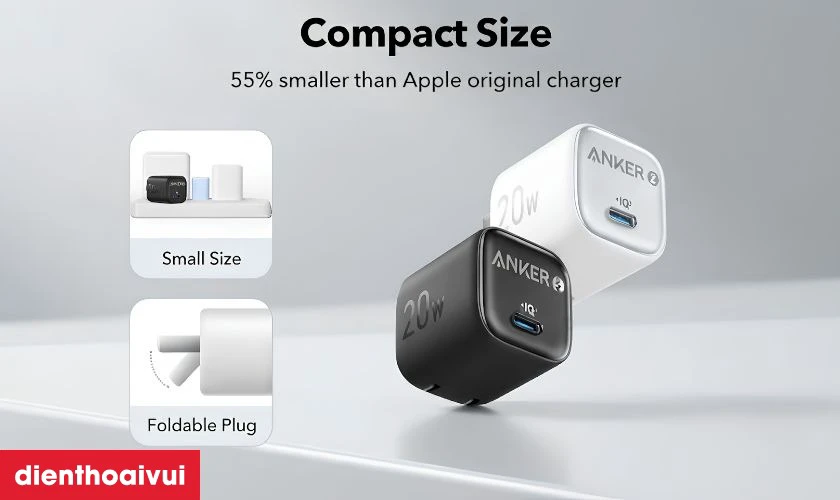 Thiết kế củ sạc Anker Zolo A2699 thuận tiện khi mang theo thế n&agrave;o?