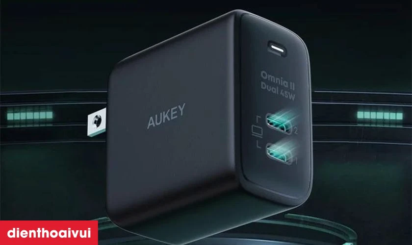 Củ sạc Aukey 2 cổng rút ngắn thời gian sạc cho nhiều thiết bị cùng lúc