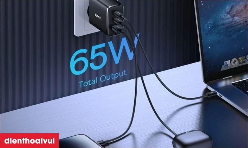 C&ocirc;ng suất sạc l&ecirc;n đến 65W tối ưu thời gian sạc pin cho thiết bị
