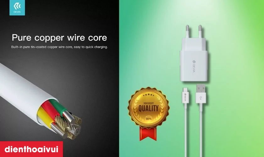 Điểm mạnh của sản phẩm củ sạc Devia k&egrave;m c&aacute;p Micro USB V3
