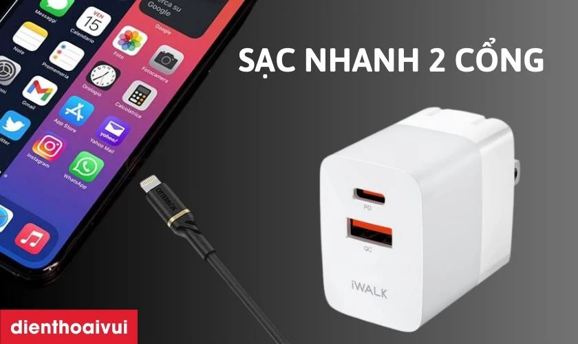 C&ocirc;ng nghệ sạc nhanh 2 cổng, tối ưu hiệu suất l&ecirc;n đến 3 lần